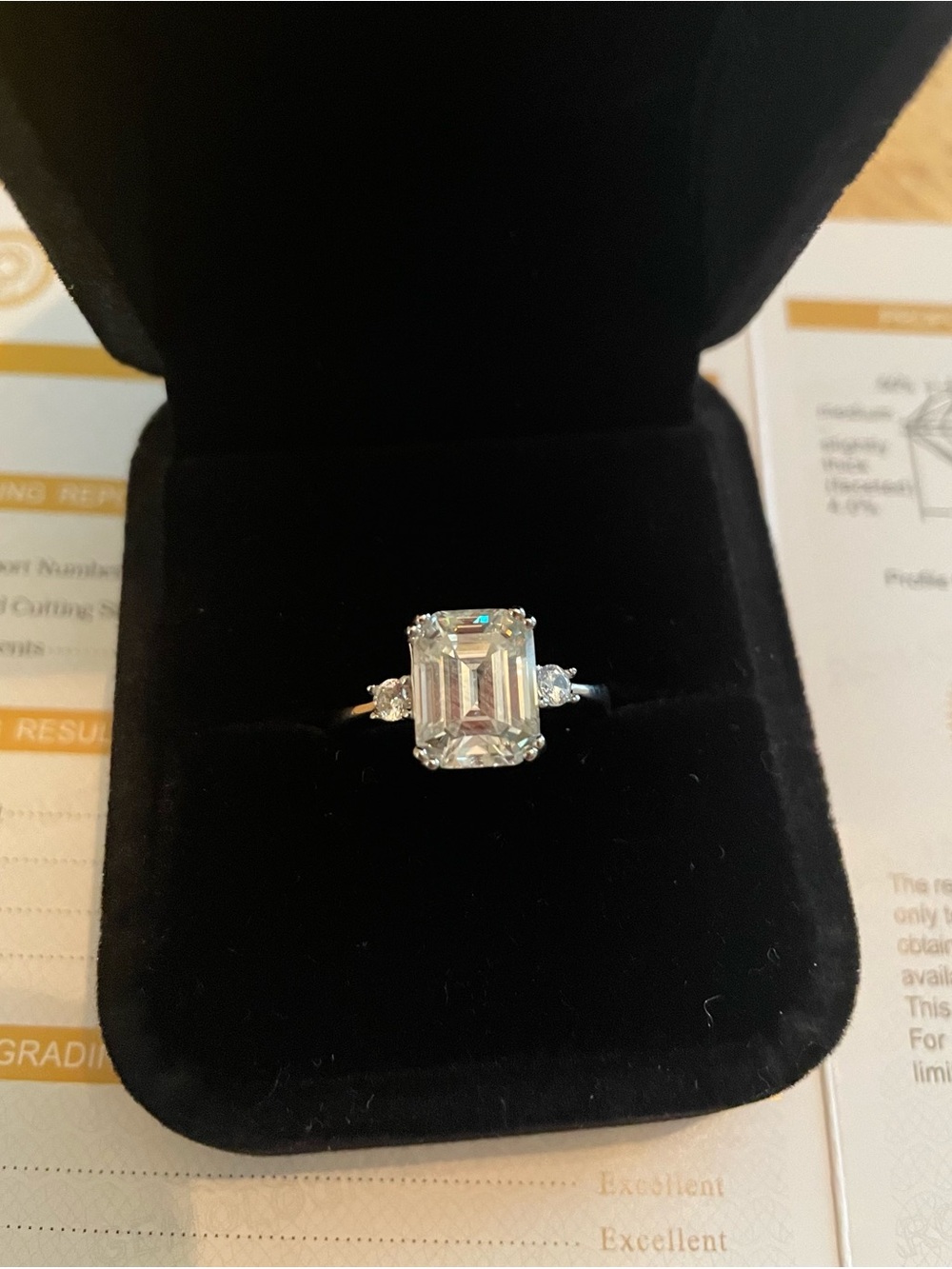 VVS1 Moissanite Emerald Cut Engangement/Promise Ring 4.0 Ct, 0.1 Ct Size 7